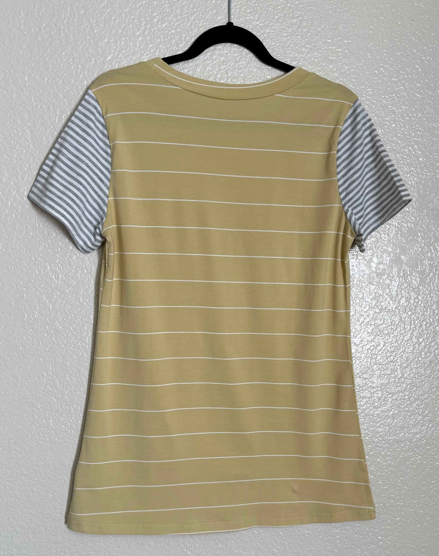 Striped Yellow Tee With Pocket