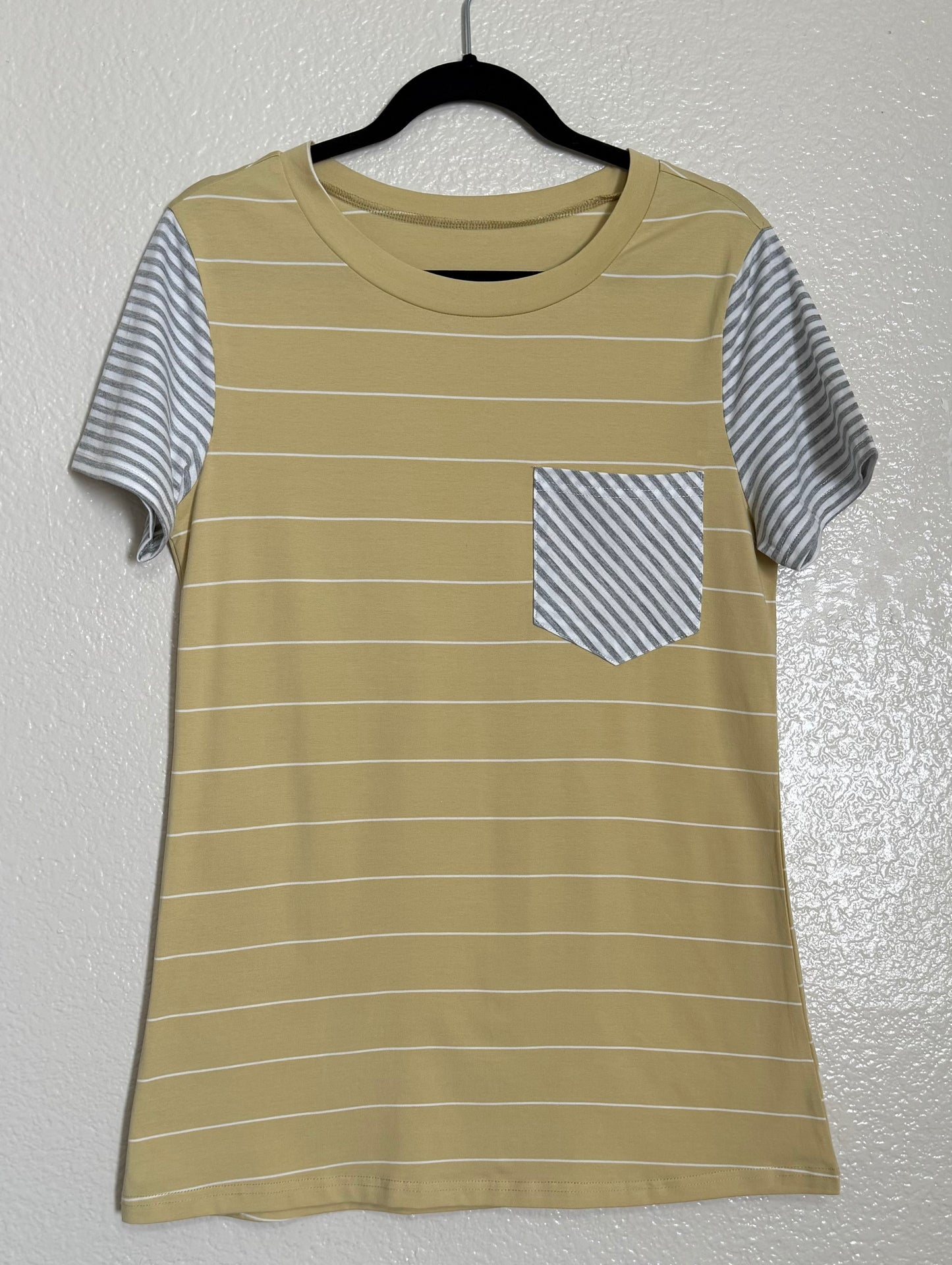Striped Yellow Tee With Pocket